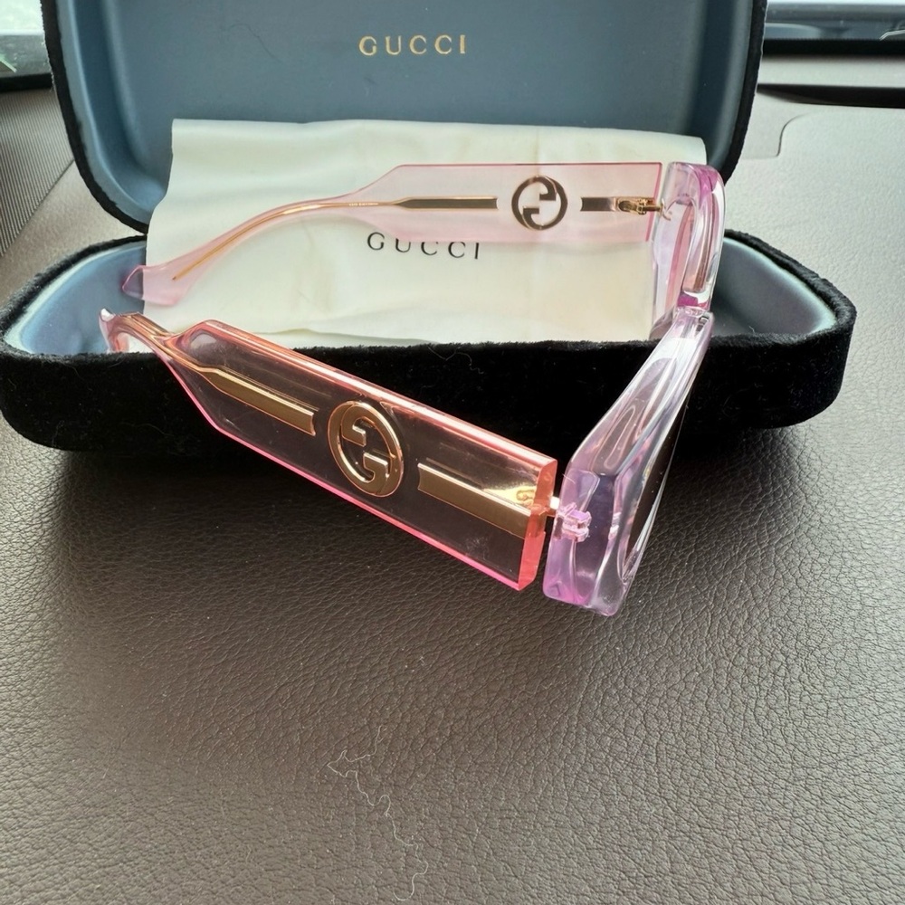 Gucci Gg Rectangle Frames Transparent Pink Eyewear - image 2